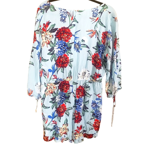 Rebellion Floral Blue Romper Multi-color Size L - Picture 2 of 3
